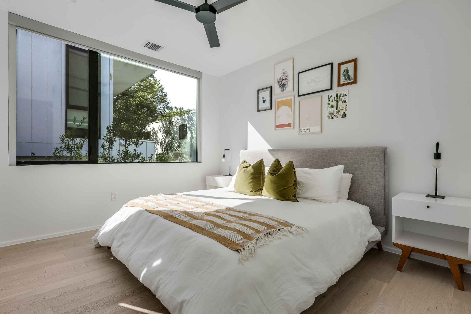 Light-filled bedroom in a represented home