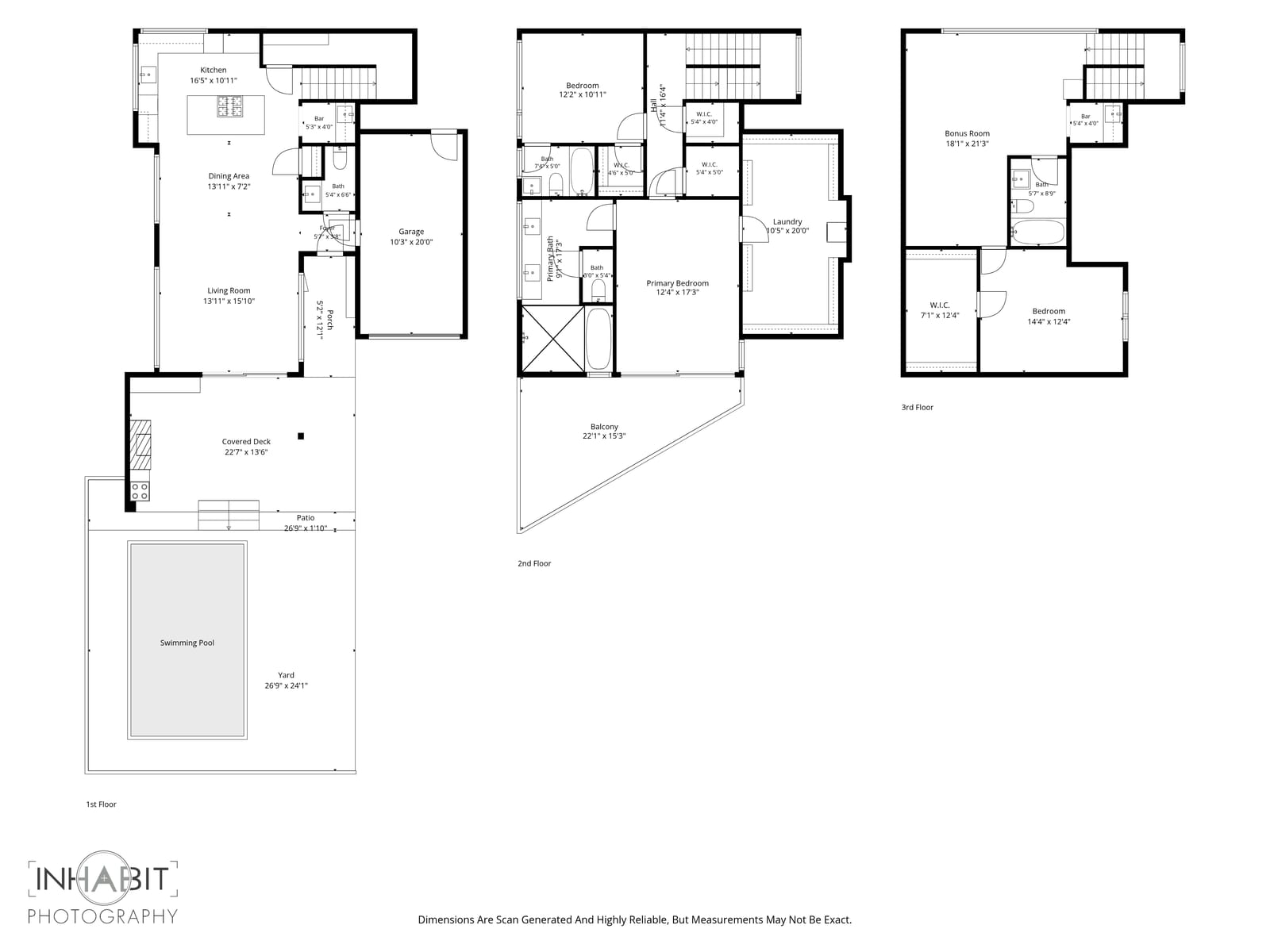 Floor plans with dimensions for all floors of 702 West Elizabeth Street
